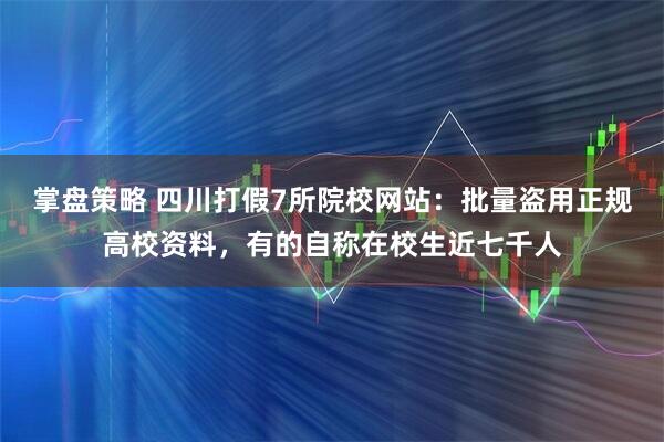 掌盘策略 四川打假7所院校网站：批量盗用正规高校资料，有的自称在校生近七千人